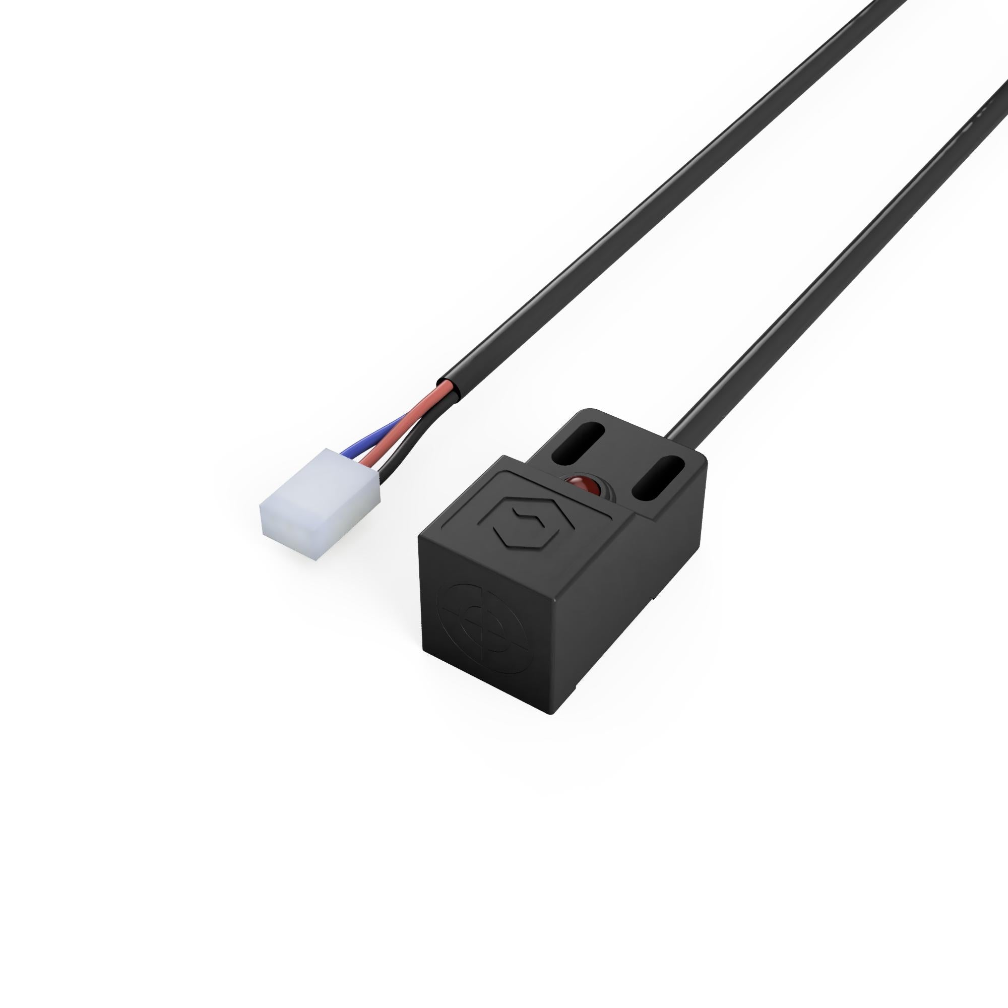 Figure 4 — A homing switch of the type that establishes the machine's reference corner at startup. Homing gives the open-loop motors an absolute position, which is what makes pause, resume, and mul…